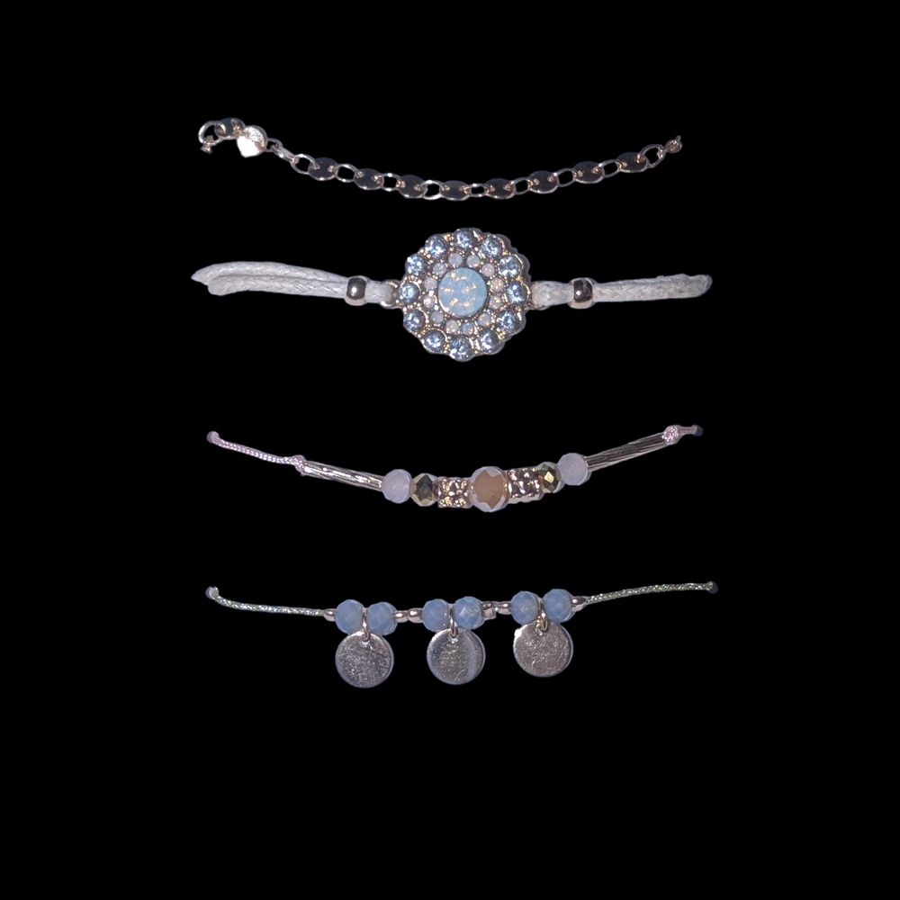 Elegant Silver and Blue Bracelet Set